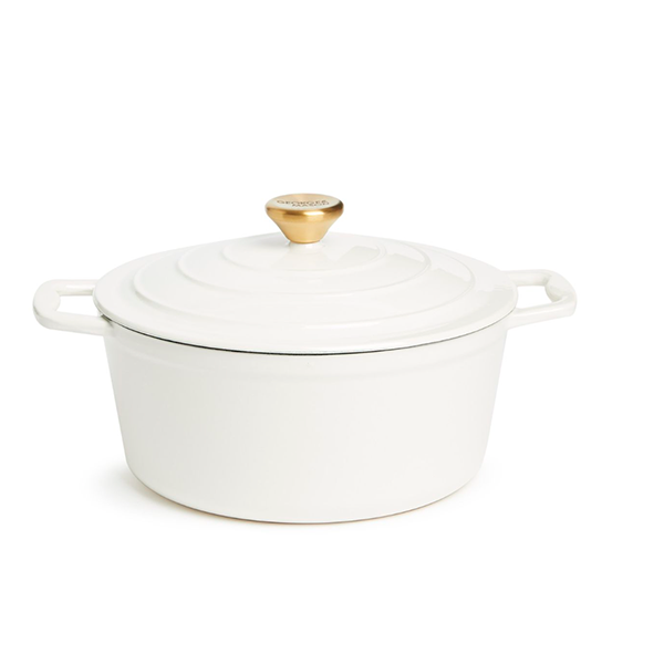 George & Mason - 25cm Round Enamel Cast Iron Casserole - Cream