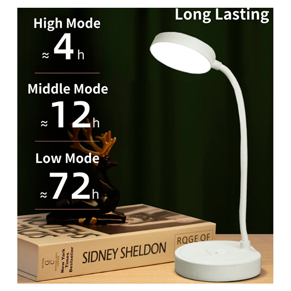 Rechargeable Desk Lamp with Flexible Gooseneck & Adjustable Brightness