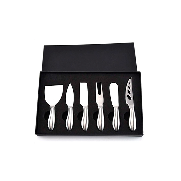 Pruchef- 6 Pieces Stainless Steel Cheese Knives Set with Premium Box -Black