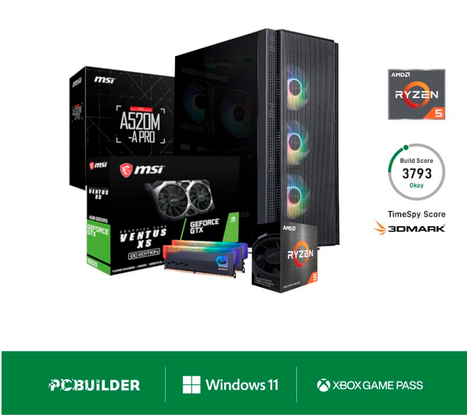 PCBuilder AMD Ryzen 5 5500 SCOUT Windows 11 Gaming PC