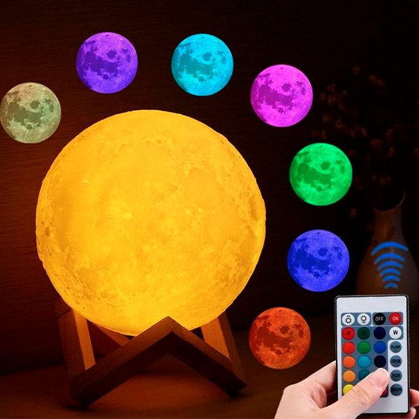 3D Print Multi-Colour LED Moon Lamp Rechargeable Luna Night Light Moon Lamp