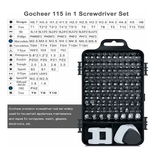 Set Of 115 Multipurpose Magnetic Precision Screwdriver Bits & Mini Tool Kit