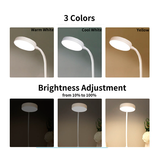 Rechargeable Desk Lamp with Flexible Gooseneck & Adjustable Brightness