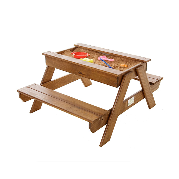 Just for Kids Kiddies 4 Seater Picnic Table with Built-in Sand Tray Varnish Finish - JFK0012